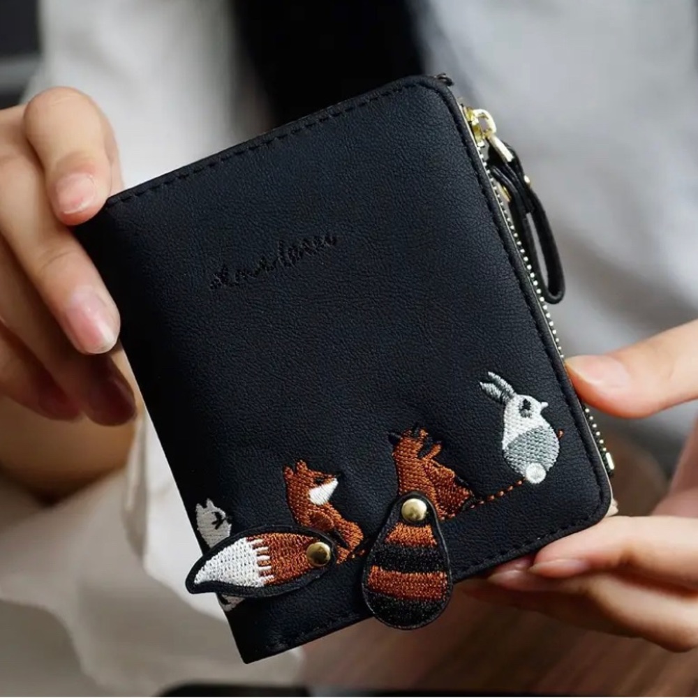 Feel Cute & Unique |Faux Leather Coin Card Holder Zipper Pet Animal Wallet